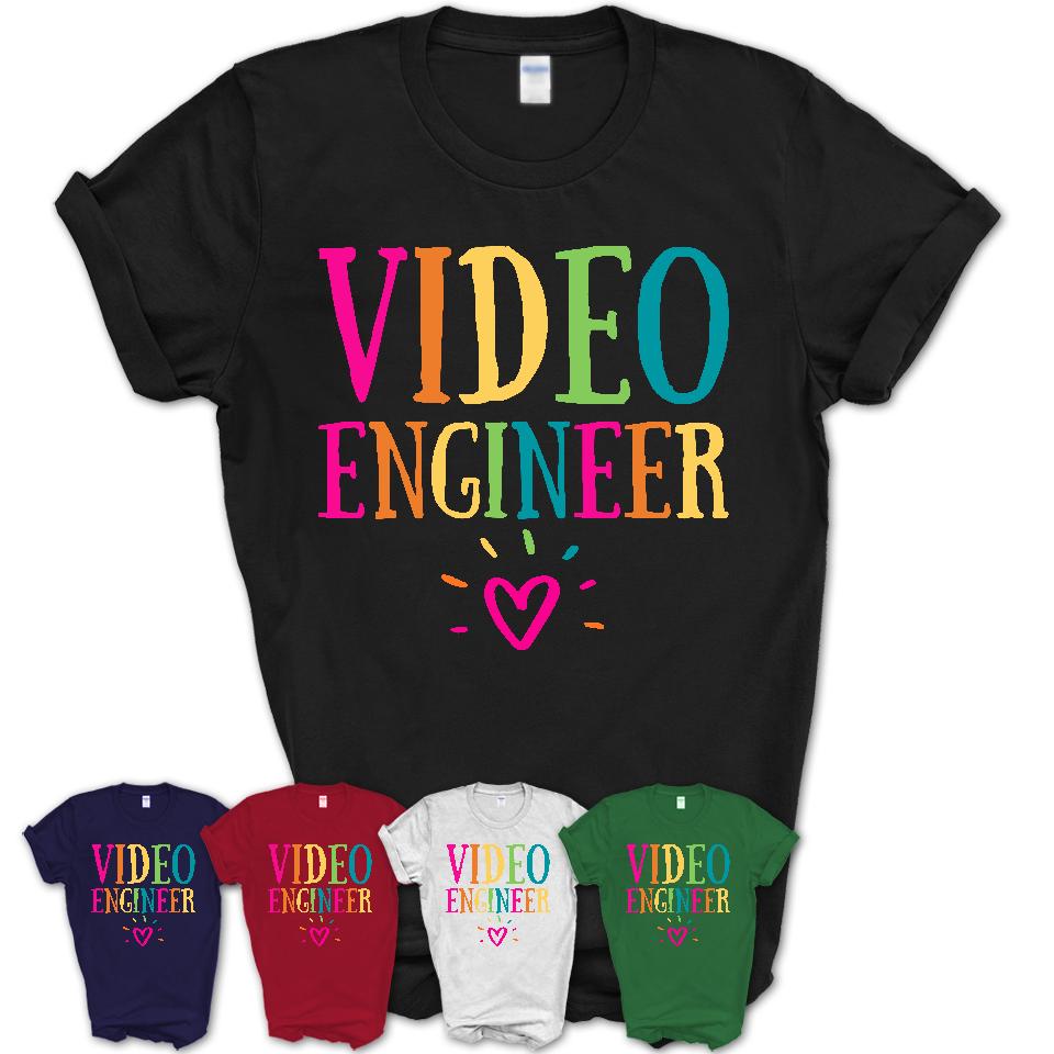 Video Engineer Rainbow Lettering Heart Shirt, Employee Appreciation Gifts
