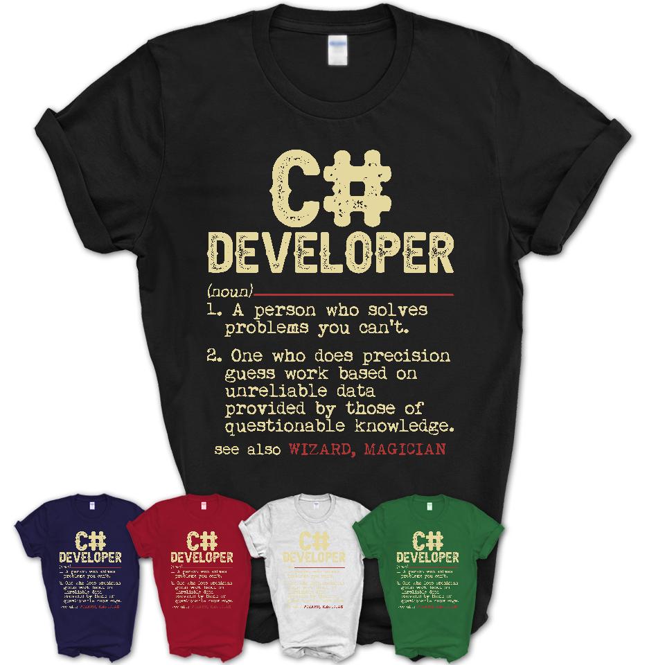 Vintage C# Developer Definition Shirt, Funny Coworker Gift Idea for C# Developer, New Job Gift