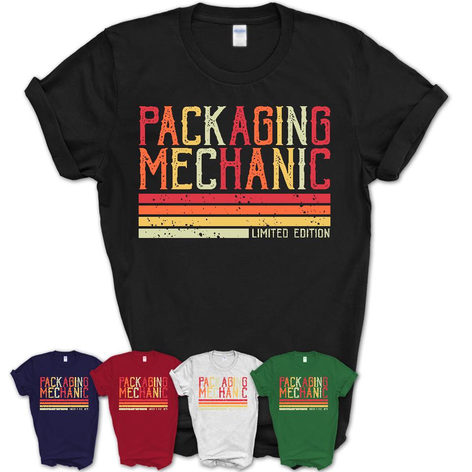 Vintage Packaging Mechanic Limited Edition Job Shirt, Coworker Birthday Gift Idea