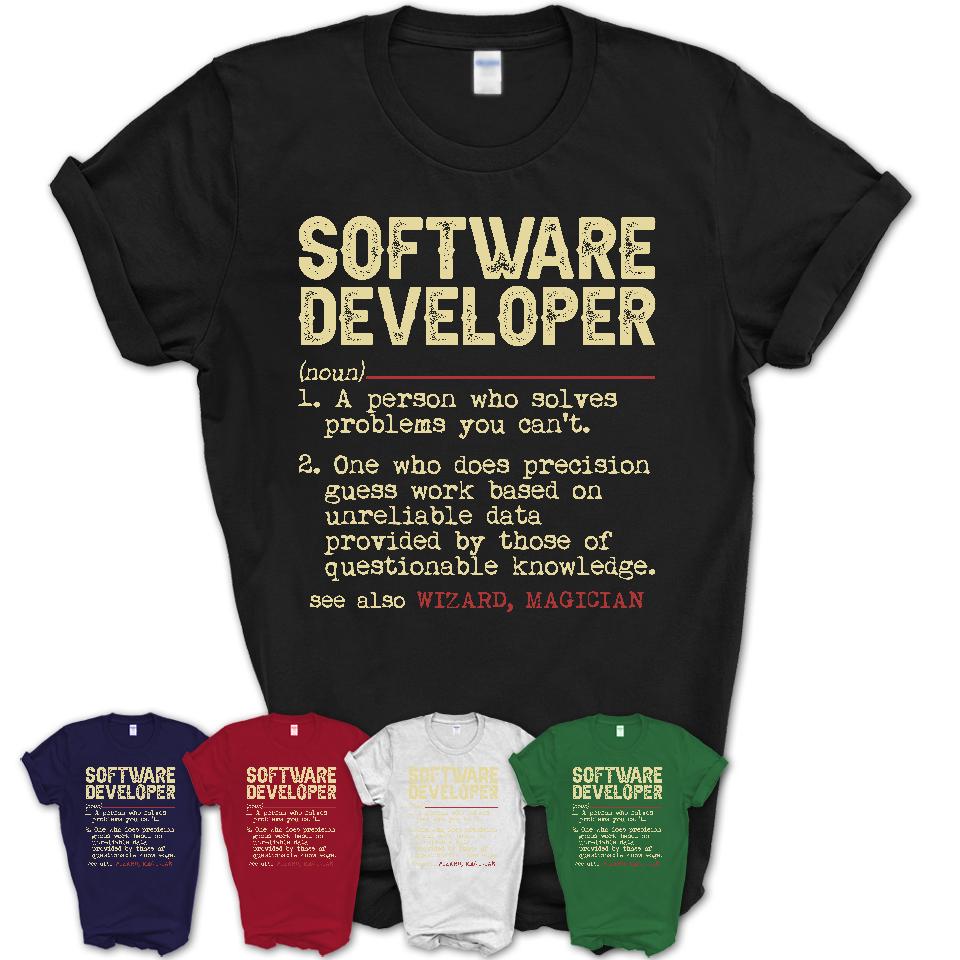 Vintage Software Developer Definition Shirt, Funny Coworker Gift Idea for Software Developer, New Job Gift
