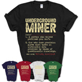 Vintage Underground Miner Definition Shirt, Funny Coworker Gift Idea for Underground Miner, New Job Gift