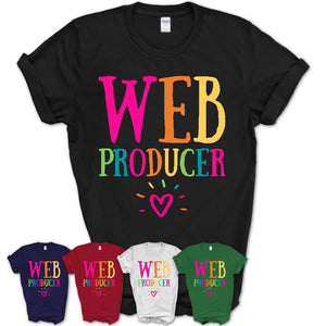 Web Producer Rainbow Lettering Heart Shirt, Employee Appreciation Gifts