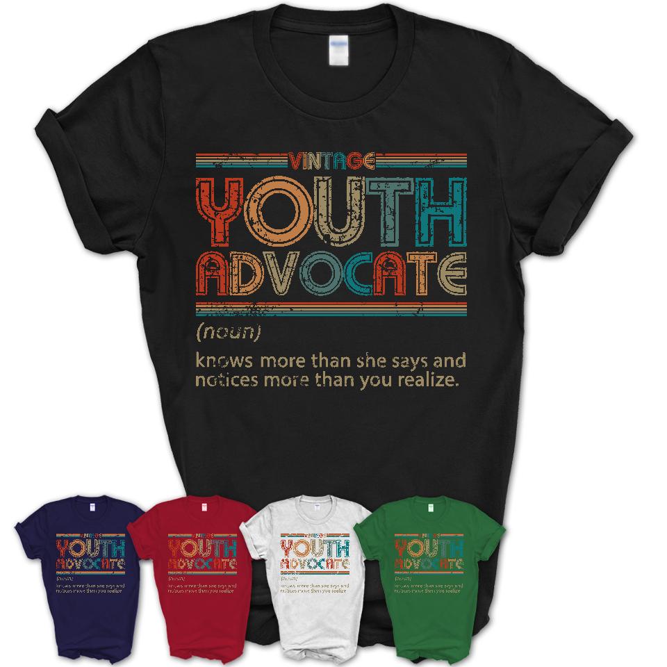 Unisex T Shirt Youth Advocate Definition Vintage Retro Colors Shirt Coworker Birthday Gift TShirt