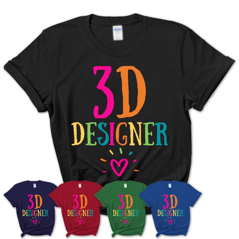 3D Designer Rainbow Lettering Heart Shirt, Employee Appreciation Gifts