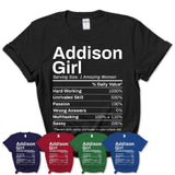 Addison Girl Illinois Nutrition Facts Proud Vintage Sport Born Living City Home Roots USA Gift Women T-Shirt
