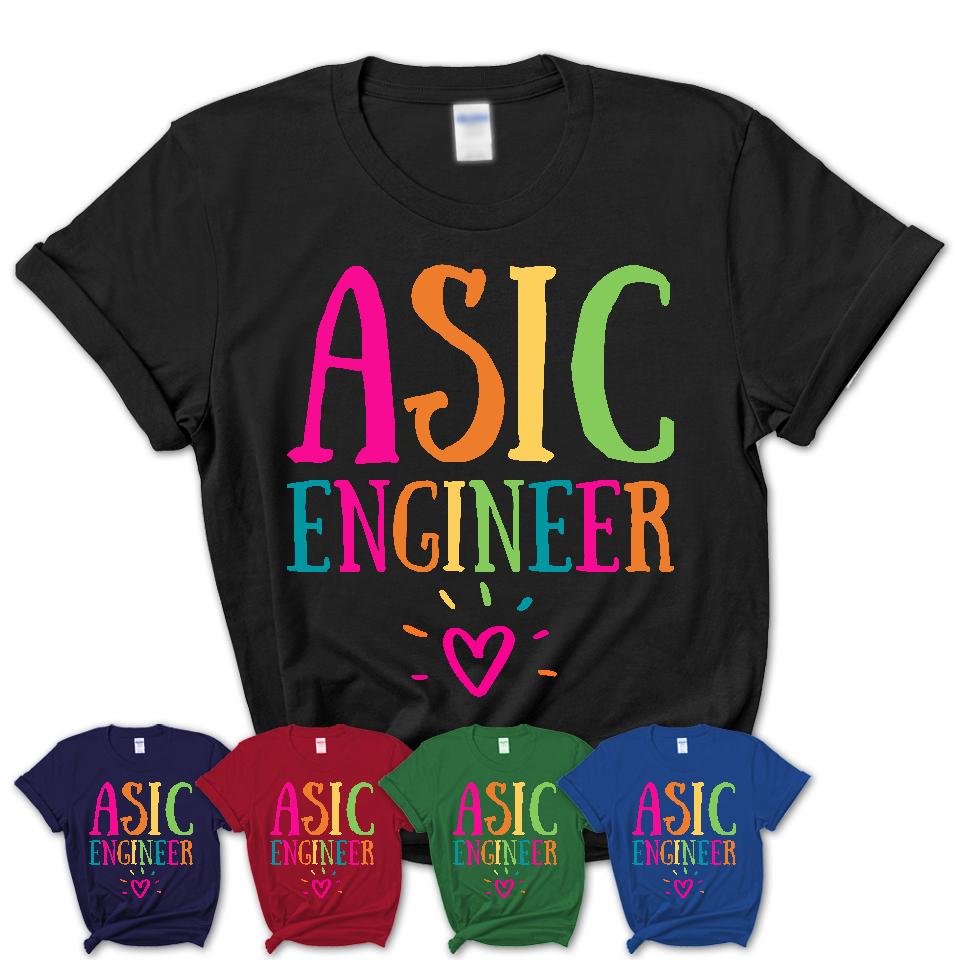 Asic Engineer Rainbow Lettering Heart Shirt, Employee Appreciation Gifts