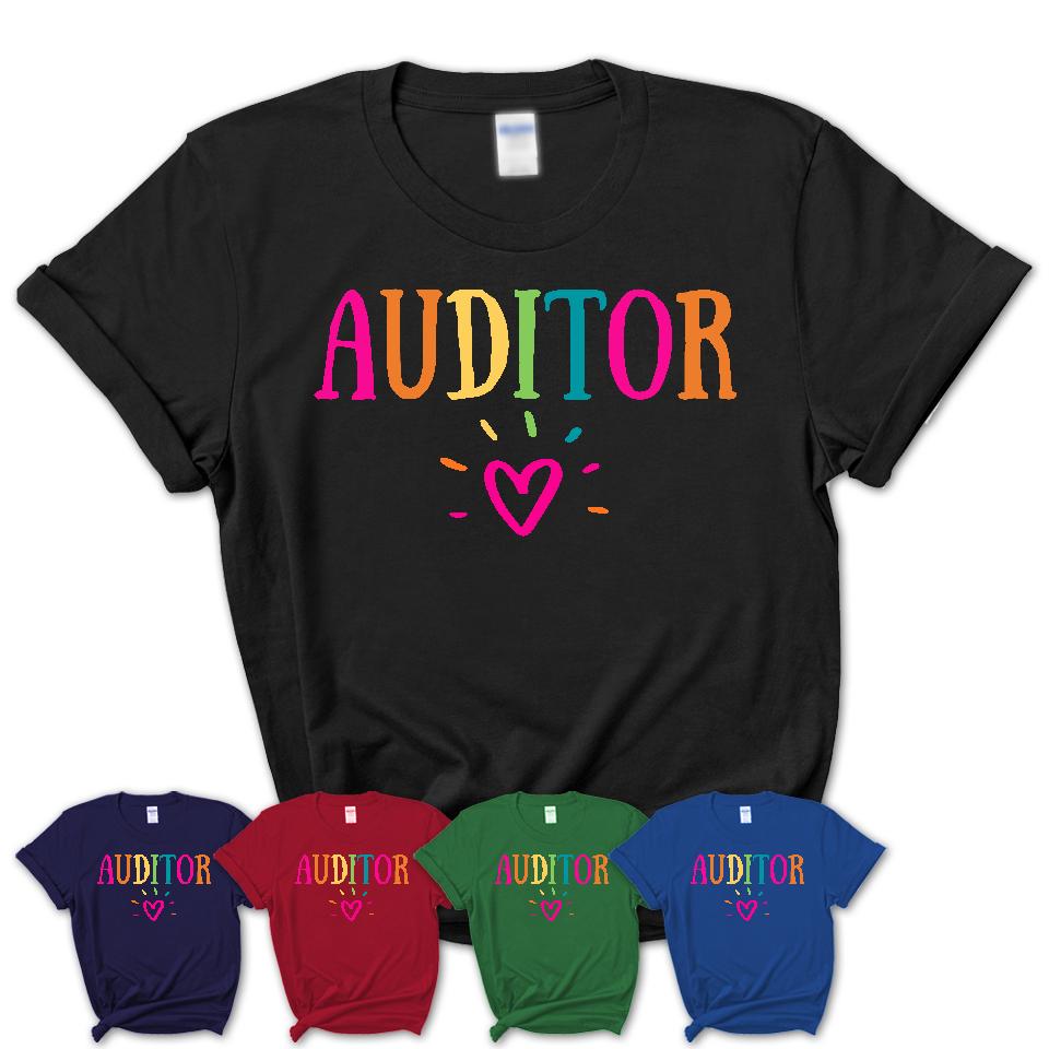 Auditor Rainbow Lettering Heart Shirt, Employee Appreciation Gifts