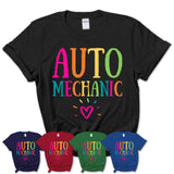 Auto Mechanic Rainbow Lettering Heart Shirt, Employee Appreciation Gifts