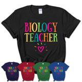 Biology Teacher Rainbow Lettering Heart Shirt, Employee Appreciation Gifts
