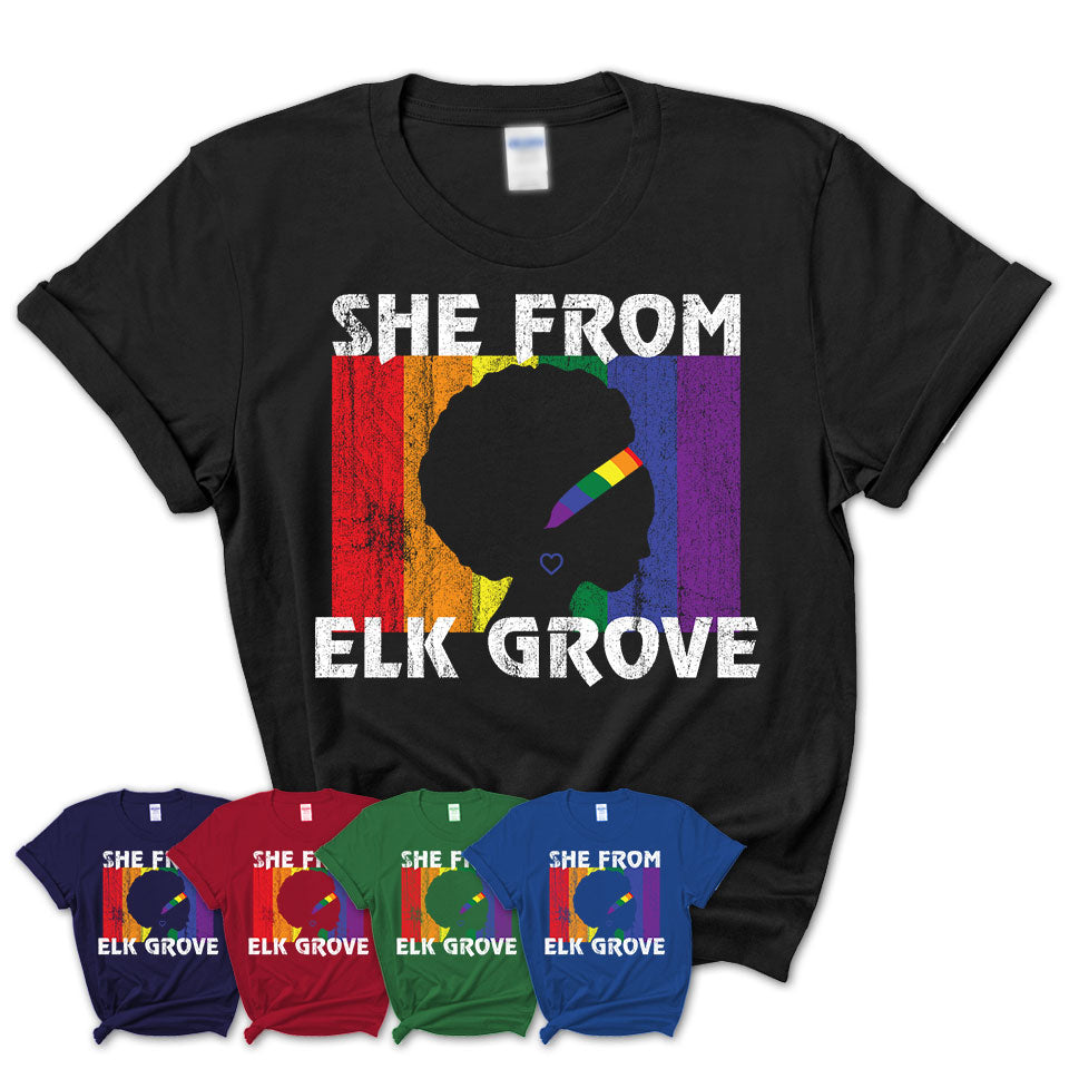 Black Girl She From Elk Grove California Shirt LGBT Pride Gift