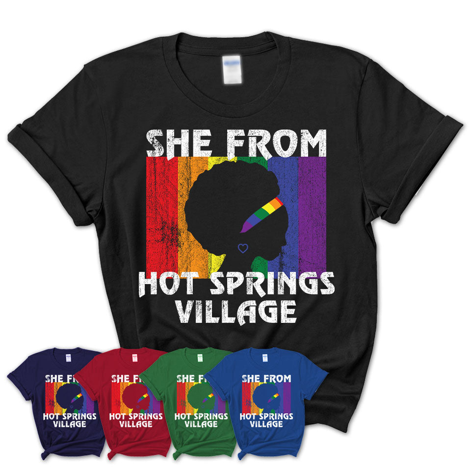 Black Girl She From Hot Springs Village Arkansas Shirt LGBT Pride Gift