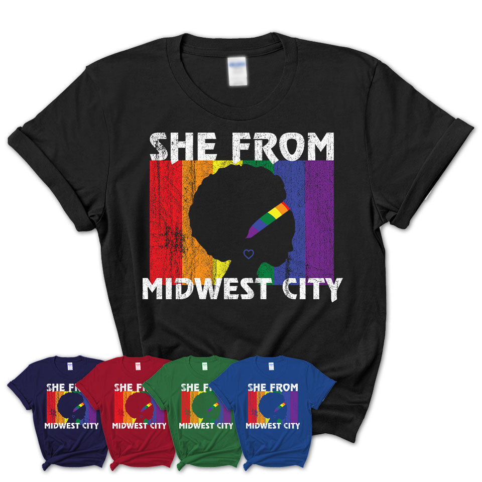 Black Girl She From Midwest City Oklahoma Shirt LGBT Pride Gift