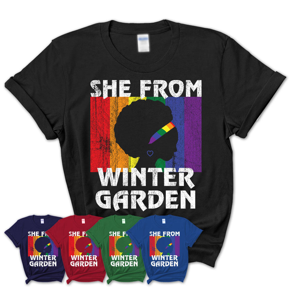 Black Girl She From Winter Garden Florida Shirt LGBT Pride Gift