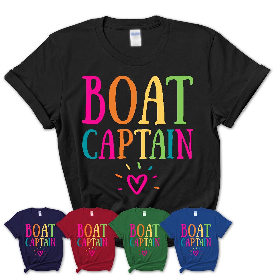 Boat Captain Rainbow Lettering Heart Shirt, Employee Appreciation Gifts