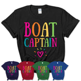 Boat Captain Rainbow Lettering Heart Shirt, Employee Appreciation Gifts