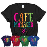 Cafe Manager Rainbow Lettering Heart Shirt, Employee Appreciation Gifts