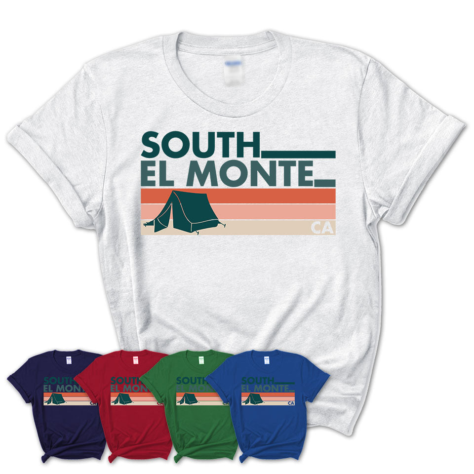 California South El Monte Camping Shirt for Family Teammates Vintage Retro Colors
