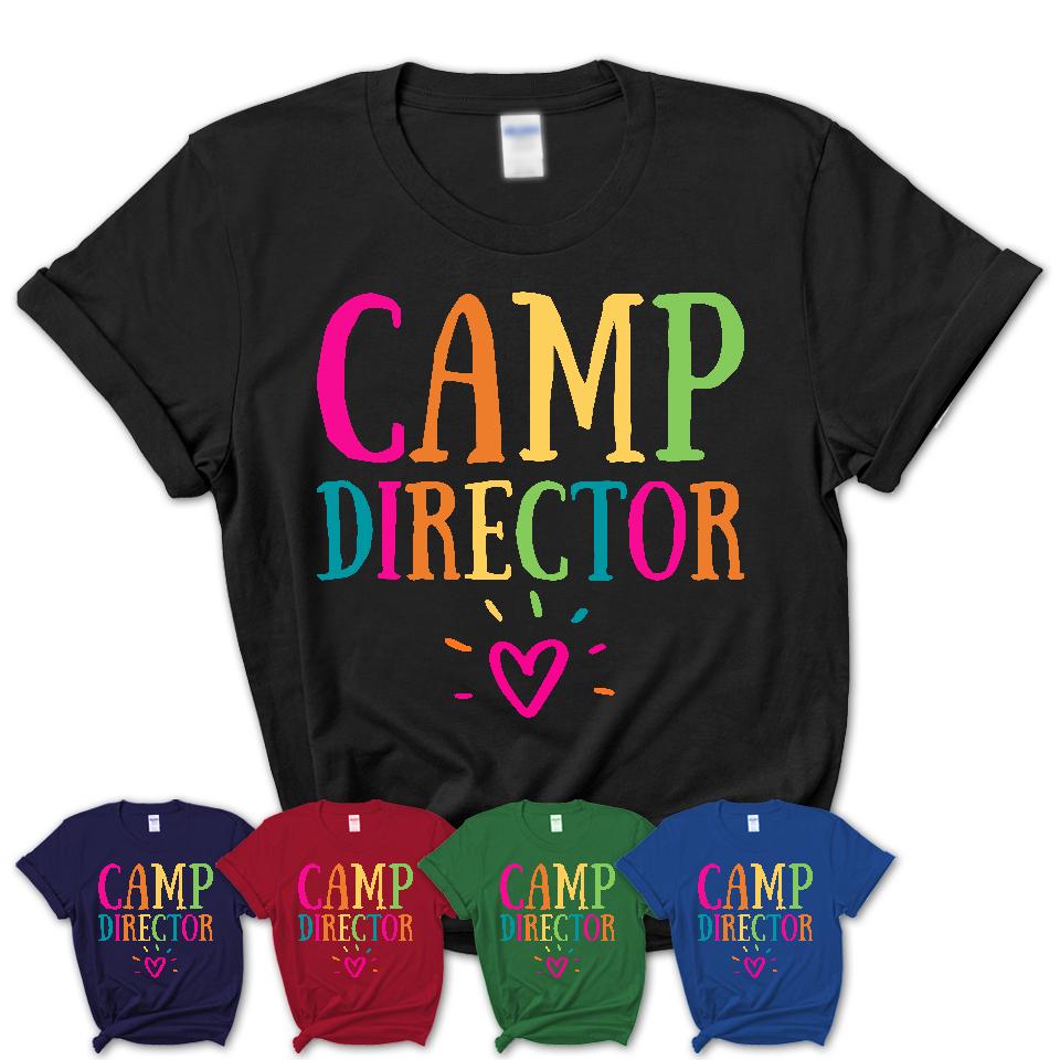 Camp Director Rainbow Lettering Heart Shirt, Employee Appreciation Gifts