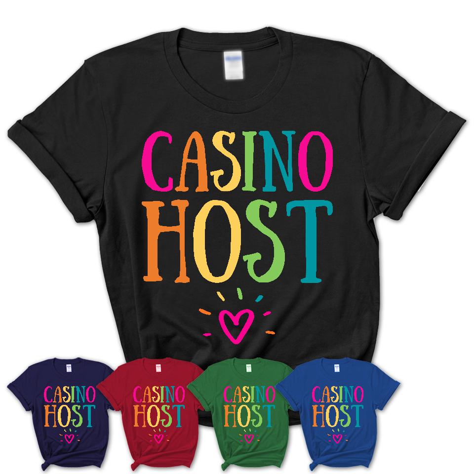 Casino Host Rainbow Lettering Heart Shirt, Employee Appreciation Gifts