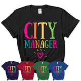 City Manager Rainbow Lettering Heart Shirt, Employee Appreciation Gifts
