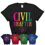 Civil Drafter Rainbow Lettering Heart Shirt, Employee Appreciation Gifts