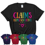 Claims Representative Rainbow Lettering Heart Shirt, Employee Appreciation Gifts