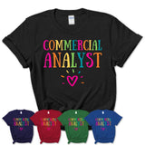 Commercial Analyst Rainbow Lettering Heart Shirt, Employee Appreciation Gifts