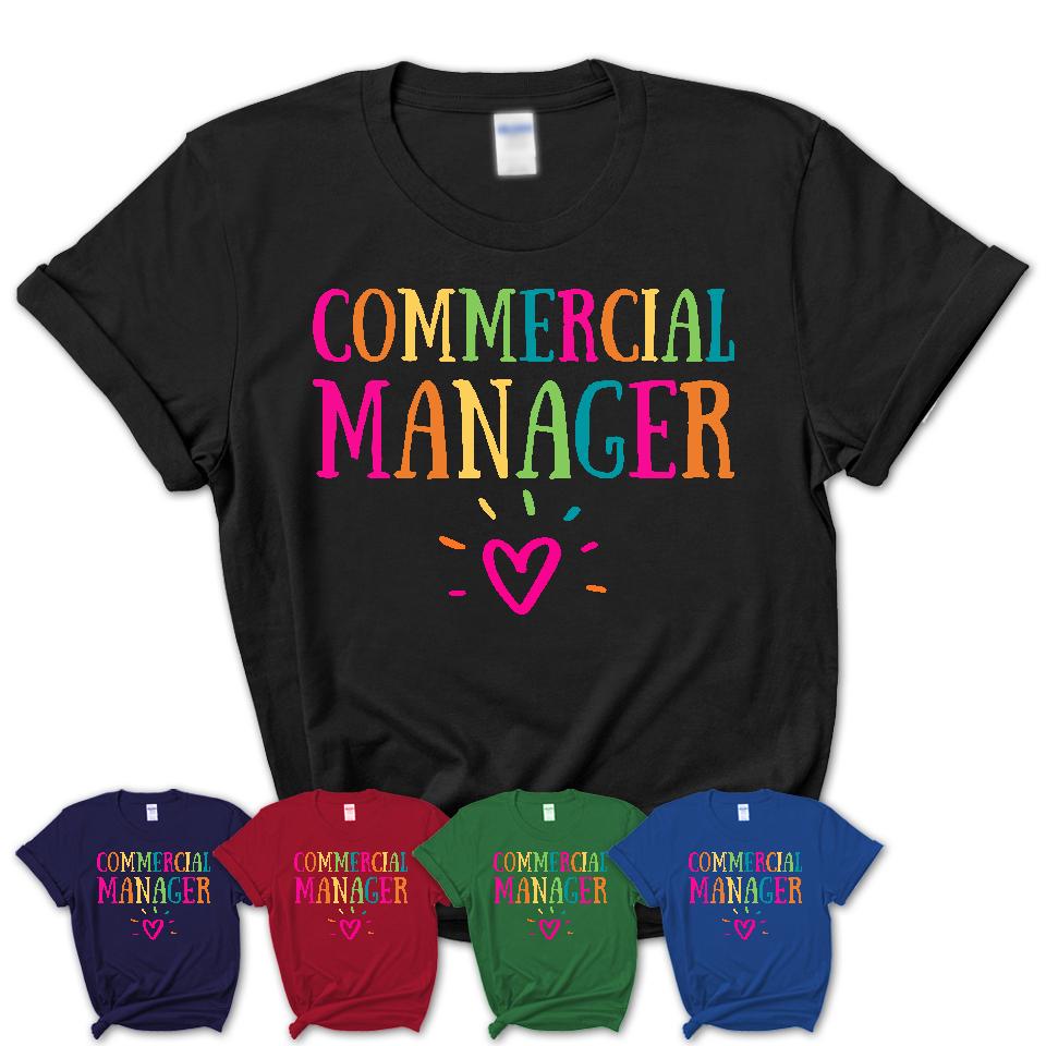 Commercial Manager Rainbow Lettering Heart Shirt, Employee Appreciation Gifts
