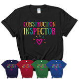 Construction Inspector Rainbow Lettering Heart Shirt, Employee Appreciation Gifts