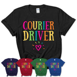 Courier Driver Rainbow Lettering Heart Shirt, Employee Appreciation Gifts