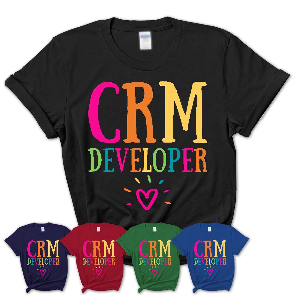 Crm Developer Rainbow Lettering Heart Shirt, Employee Appreciation Gifts