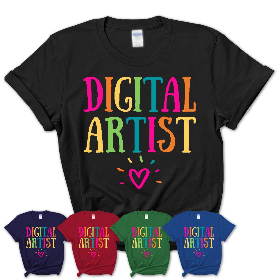 Digital Artist Rainbow Lettering Heart Shirt, Employee Appreciation Gifts