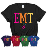 EMT Rainbow Lettering Heart Shirt, Employee Appreciation Gifts