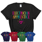 Electrician Apprentice Rainbow Lettering Heart Shirt, Employee Appreciation Gifts
