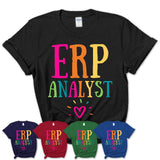 Erp Analyst Rainbow Lettering Heart Shirt, Employee Appreciation Gifts