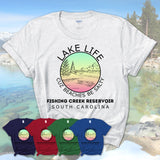 Fishing Creek Reservoir South Carolina Lake Life Cuz Beaches Be Salty Fishing Camping Team Shirt