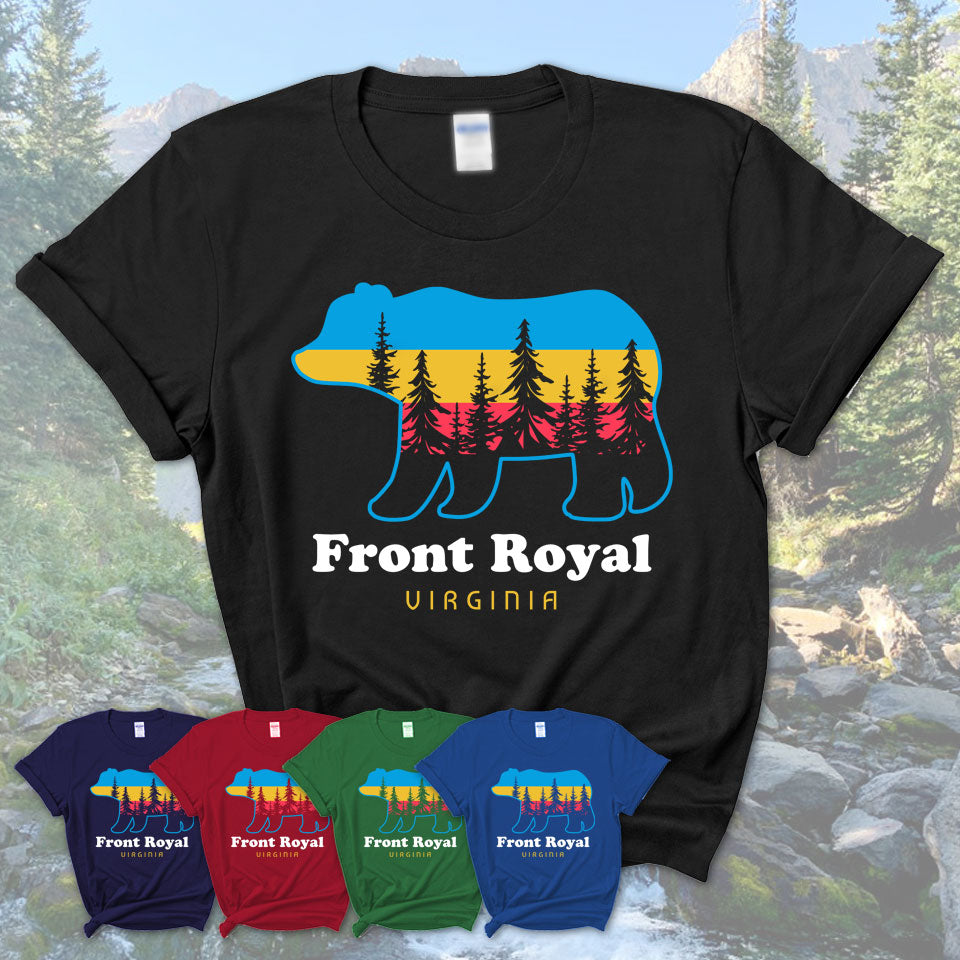 Front Royal Virginia Funny Mountain Hiking Camping Adventure Bear Pattern Vintage Gift Shirt