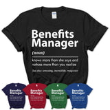 Funny Benefits Manager Definition Shirt, New Job Gift for Benefits Manager, Coworker Gift Idea