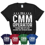 Funny Cmm Operator Never Wrong T-Shirt, New Job Gift for Coworker