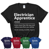 Funny Electrician Apprentice Definition Shirt, New Job Gift for Electrician Apprentice, Coworker Gift Idea