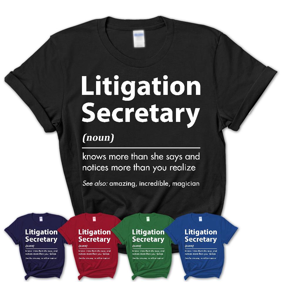 Funny Litigation Secretary Definition Shirt, New Job Gift for Litigation Secretary, Coworker Gift Idea
