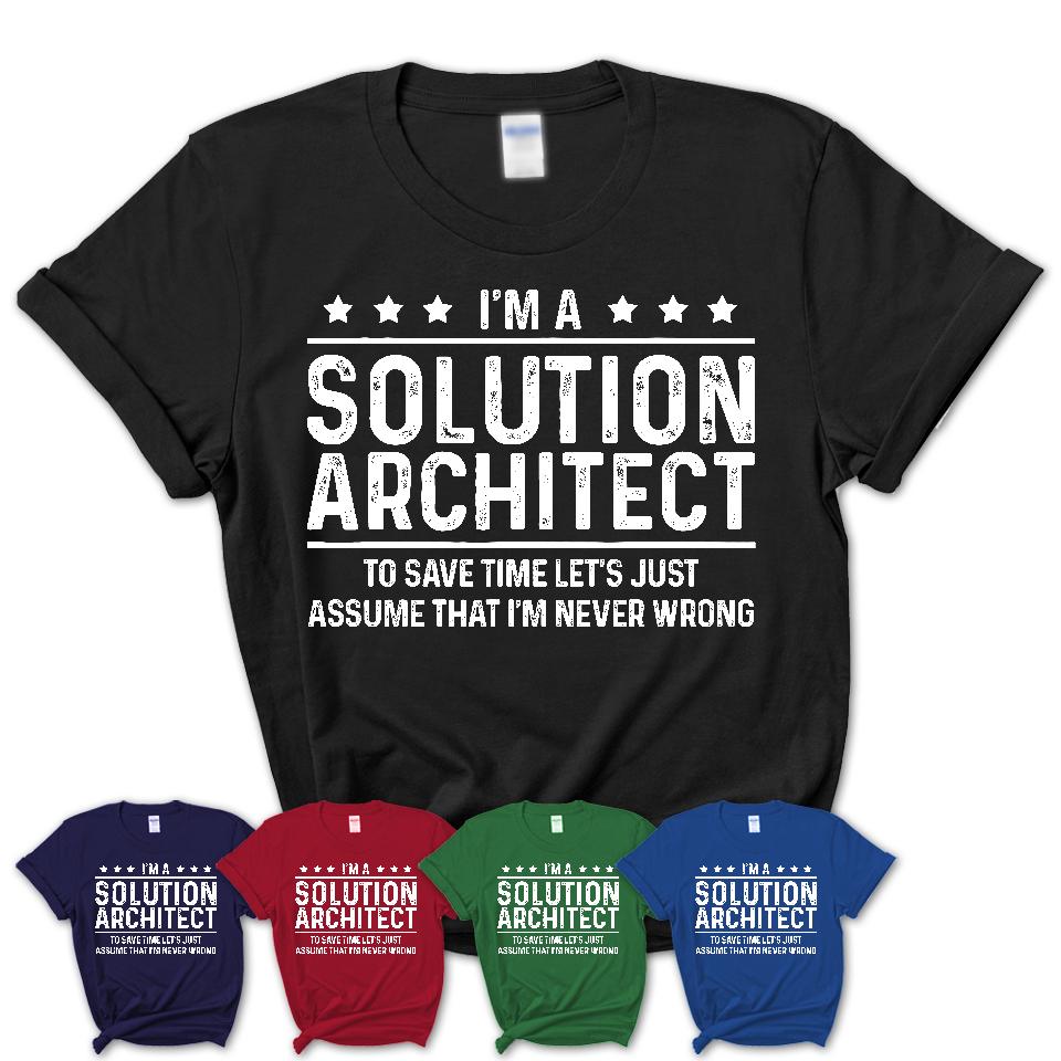 Funny Solution Architect Never Wrong T-Shirt, New Job Gift for Coworker