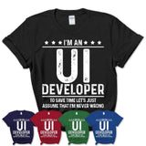 Funny Ui Developer Never Wrong T-Shirt, New Job Gift for Coworker