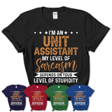 Funny Unit Assistant Shirt My Level of Sarcasm Depends on Your Level Of Stupidity T Shirt