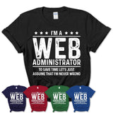 Funny Web Administrator Never Wrong T-Shirt, New Job Gift for Coworker