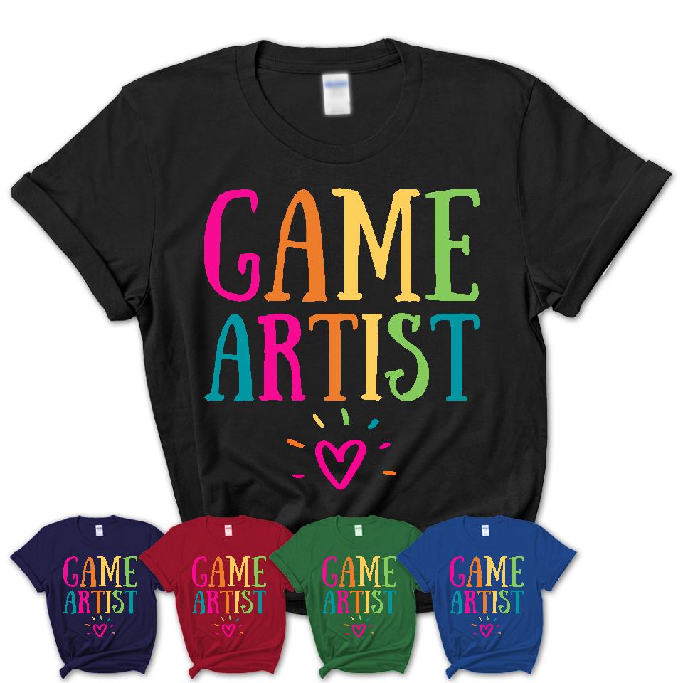 Game Artist Rainbow Lettering Heart Shirt, Employee Appreciation Gifts