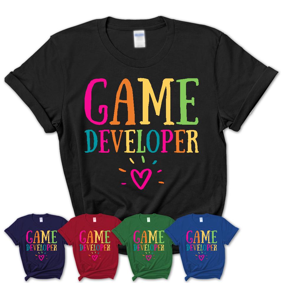 Game Developer Rainbow Lettering Heart Shirt, Employee Appreciation Gifts