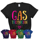 Gas Technician Rainbow Lettering Heart Shirt, Employee Appreciation Gifts