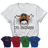 Halloween Cfd Engineer Shirt, Messy Bun Girl Shirt, Funny Coworker Gift in Halloween, Scary Costume Team Shirt