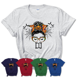 Halloween DJ Shirt, Messy Bun Girl Shirt, Funny Coworker Gift in Halloween, Scary Costume Team Shirt